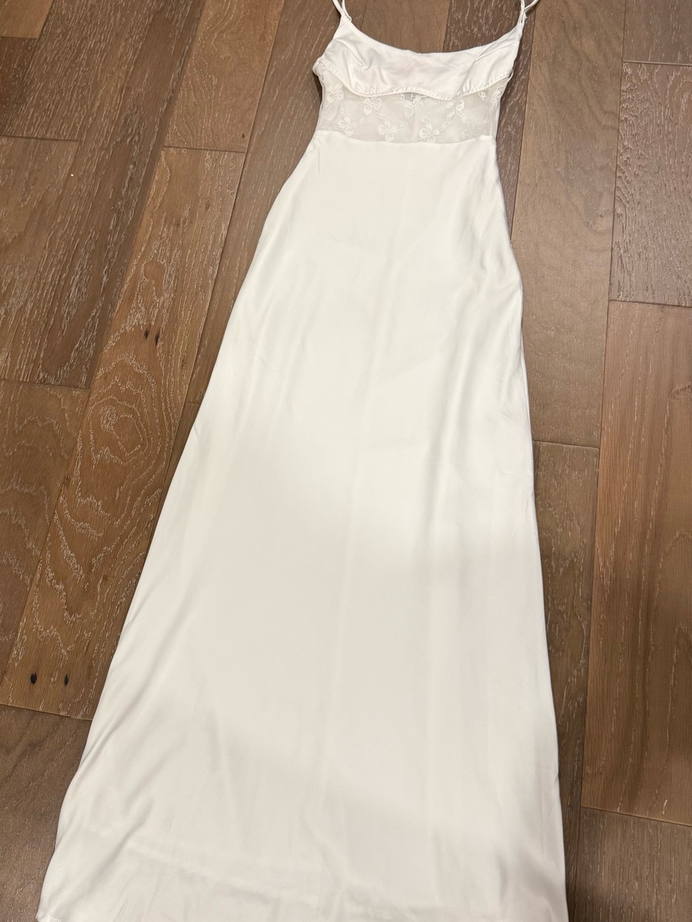 White Lace-Trim Midi Slip Dress